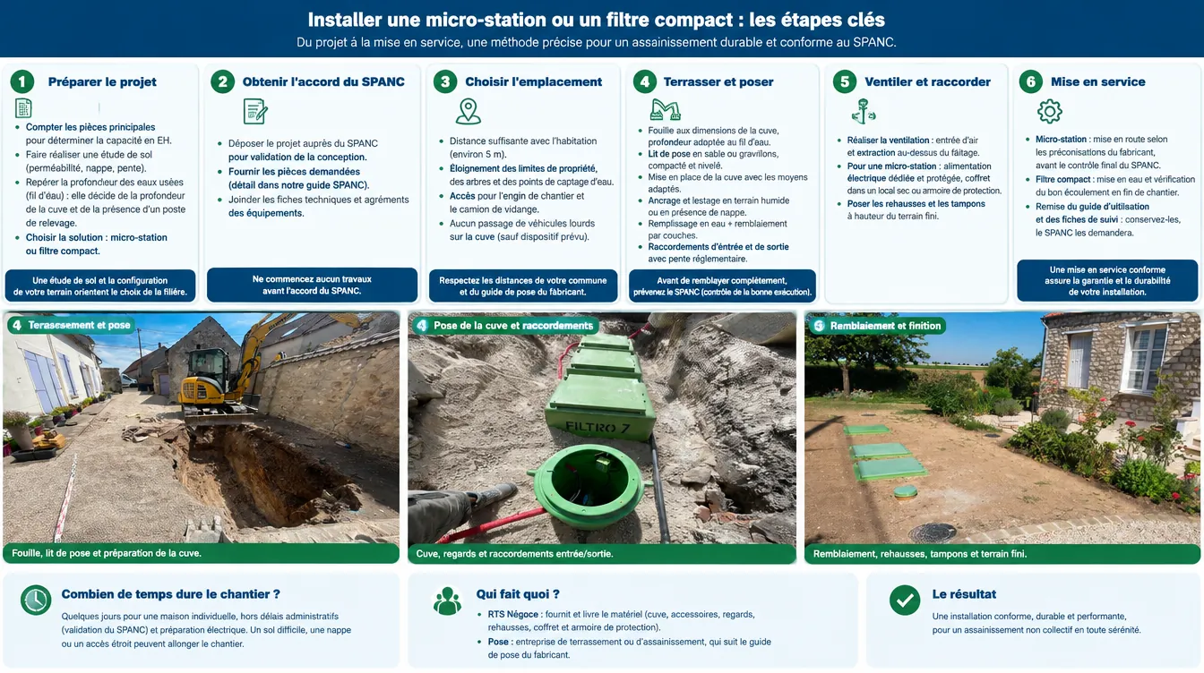 Installation d'une micro-station ou d'un filtre compact